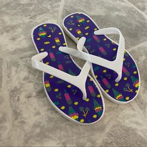 NWT SOLE SELECTION purple popsicle and ice cream summer girls flip flops size 1